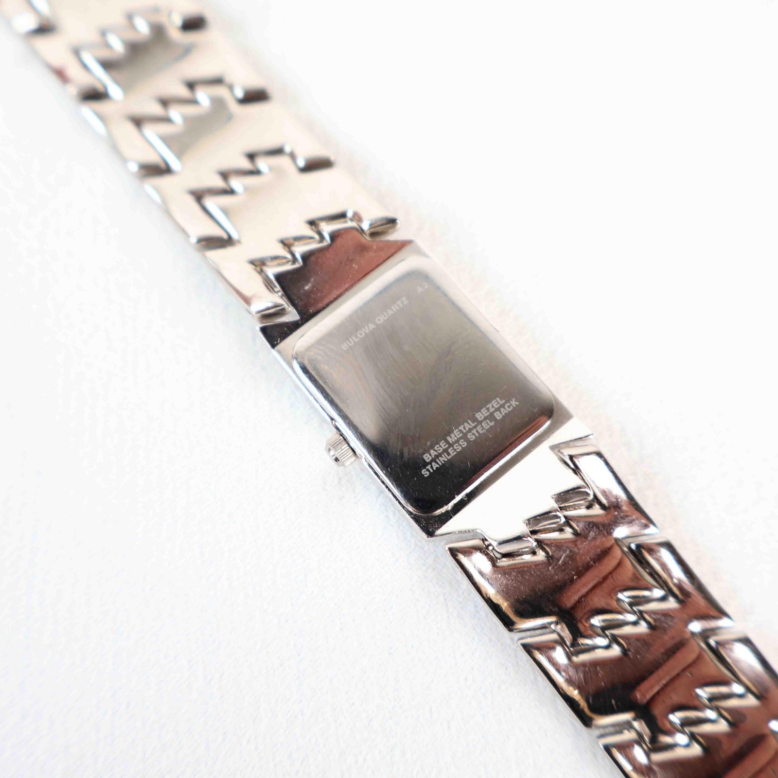 Vintage Silver Tone Bulova Watch with Rectangle Watch Face