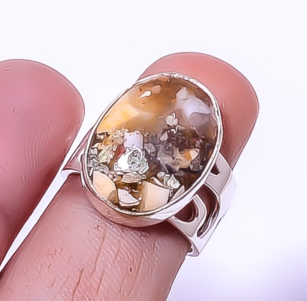 Brecciated Mookaite – Australia 925 Silver Plated Jewelry Ring s.6 A319