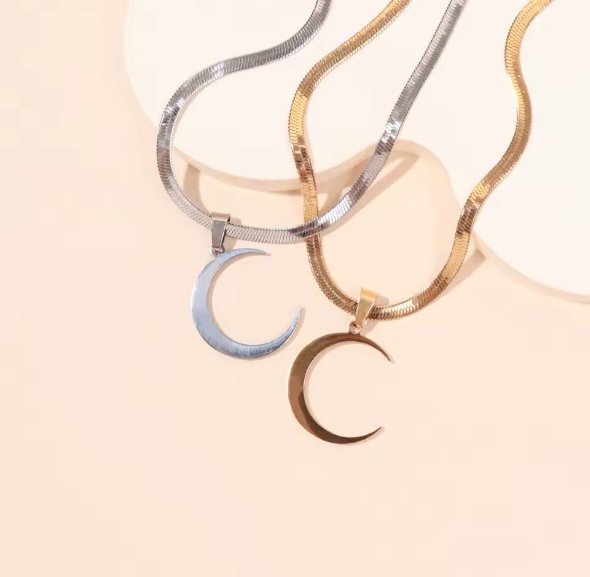 Fashion Jewelry Gold Or Silver Crescent Moon Pendant Necklace 1-603