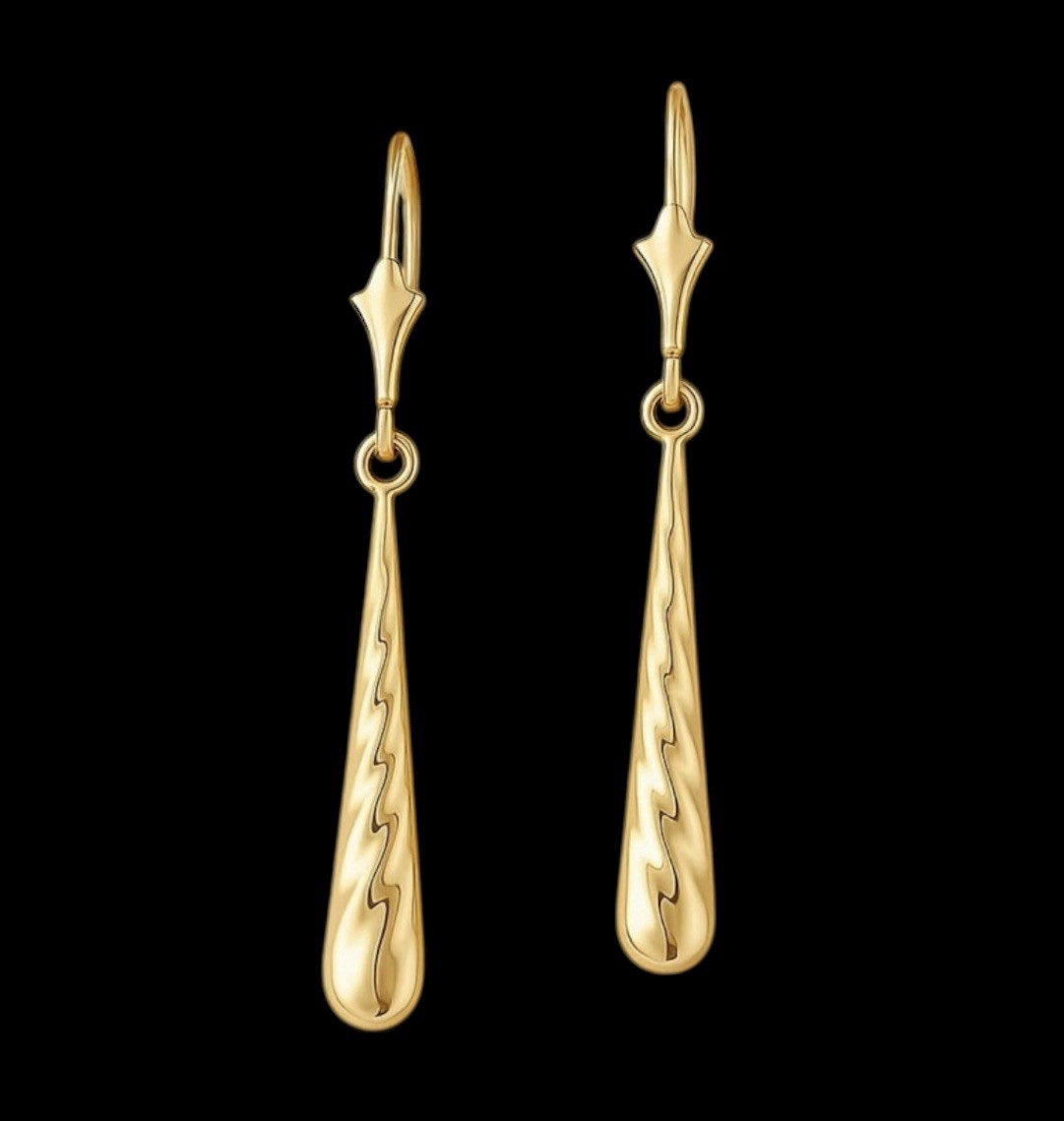 9ct Gold Drop Earrings 30 x 4mm Dangle 375 Yellow Gold Made in Italy RRP £156