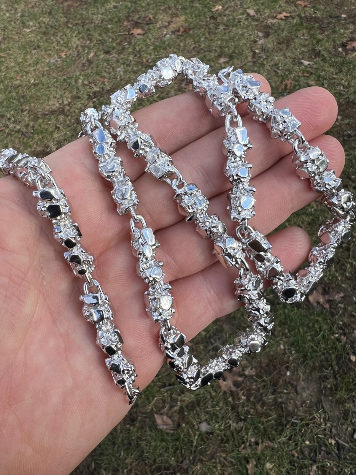 Mens HEAVY Real Solid 925 Sterling Silver Nugget Link Chain Necklace 8mm 18-30″