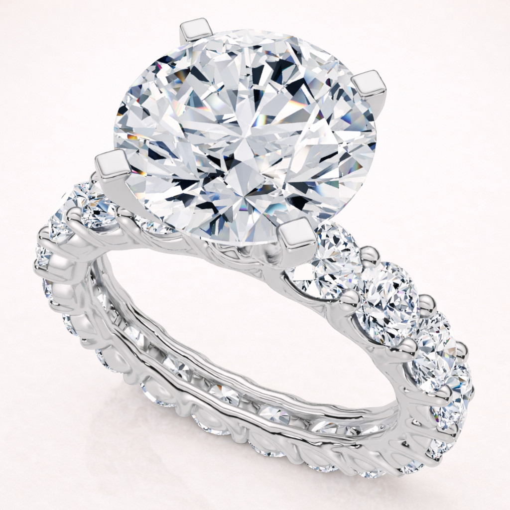 10 mm Round Diamond Eterna Grande Pavé | Eternity Band Sterling Silver Ring
