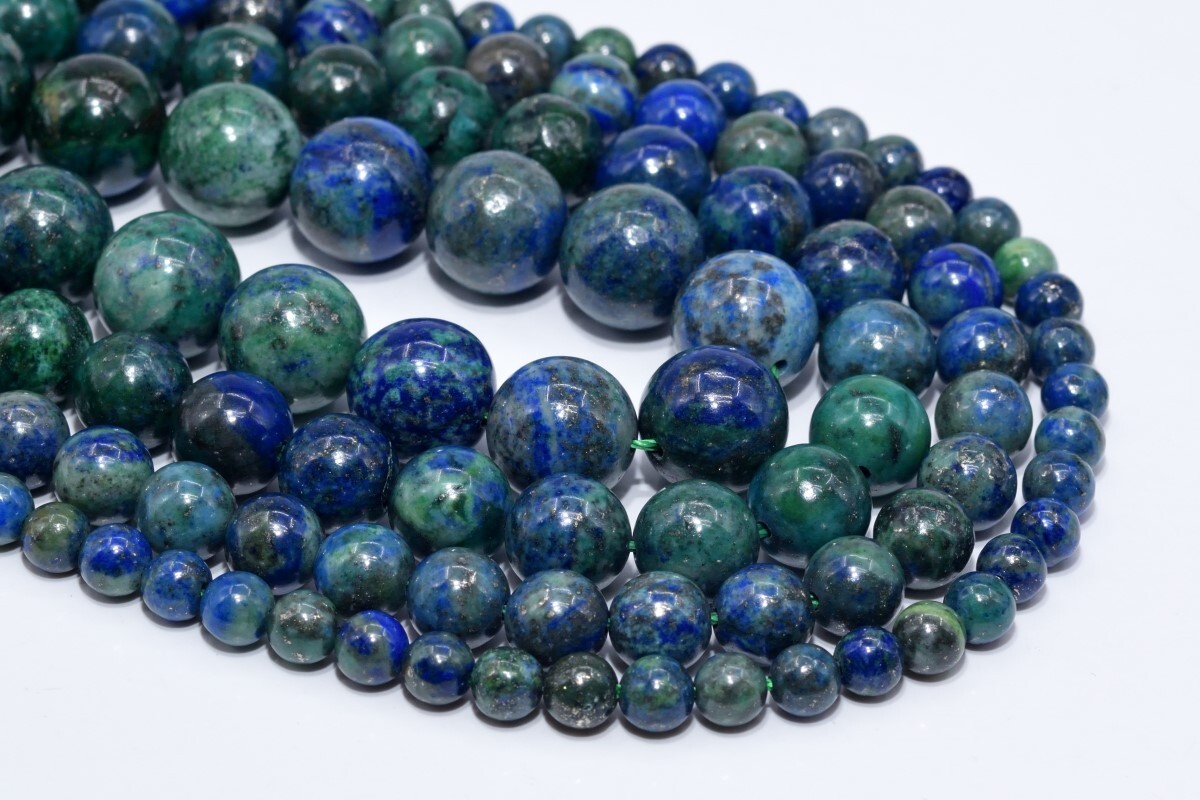 Green Blue Azurite Grade AAA Round Gemstone Loose Beads 4/5-6/8/10/15-16MM