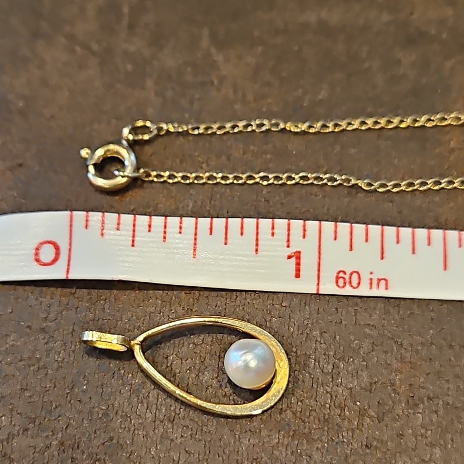 Vintage 14K 12K Gold Filled Pearl Pendant Necklace Set Dainty 18″ Cable Chain