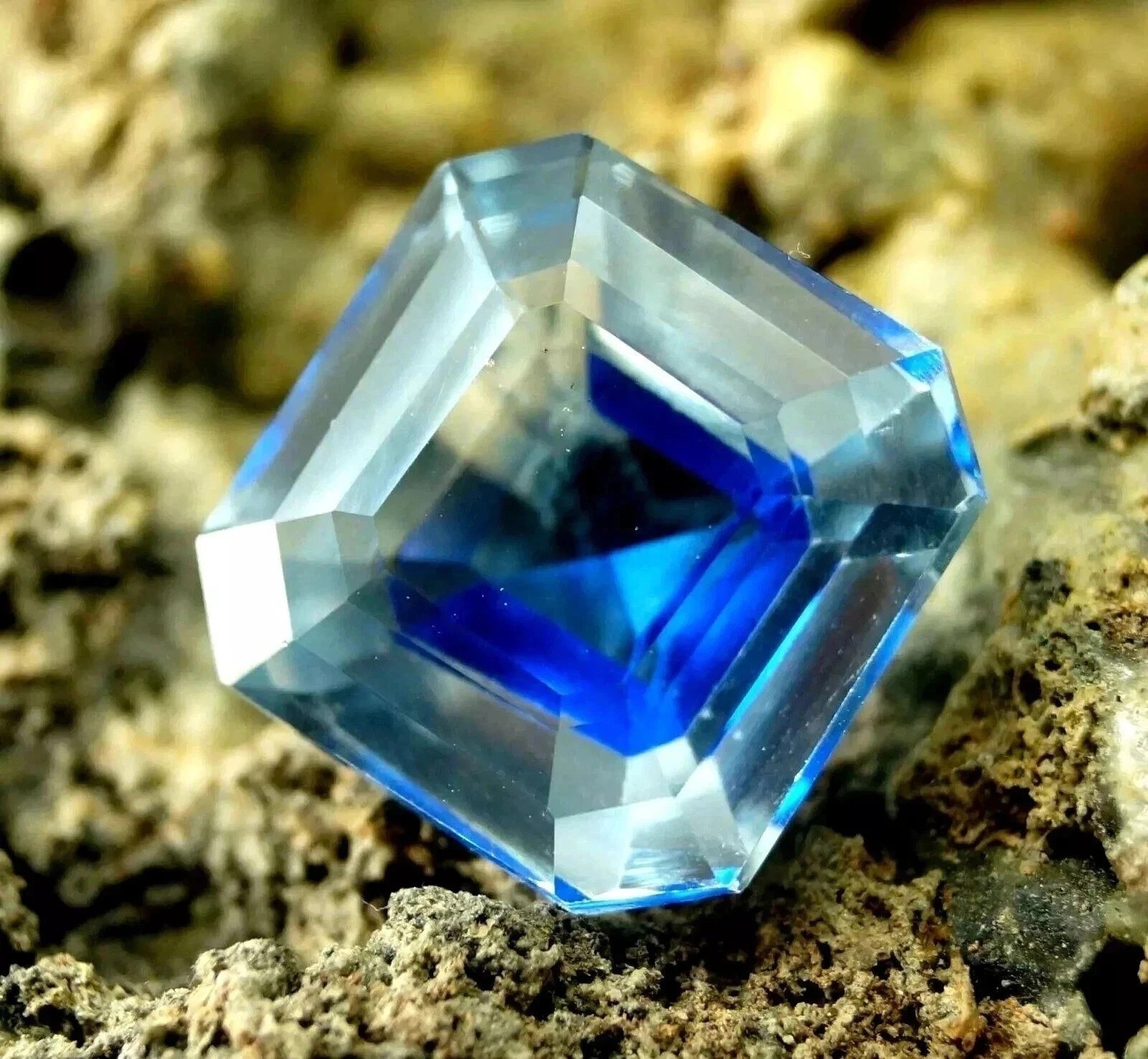 AAA 8.50 Ct Bi-Color Asscher Lab-Created Pitambari Sapphire Certified Loose Gems
