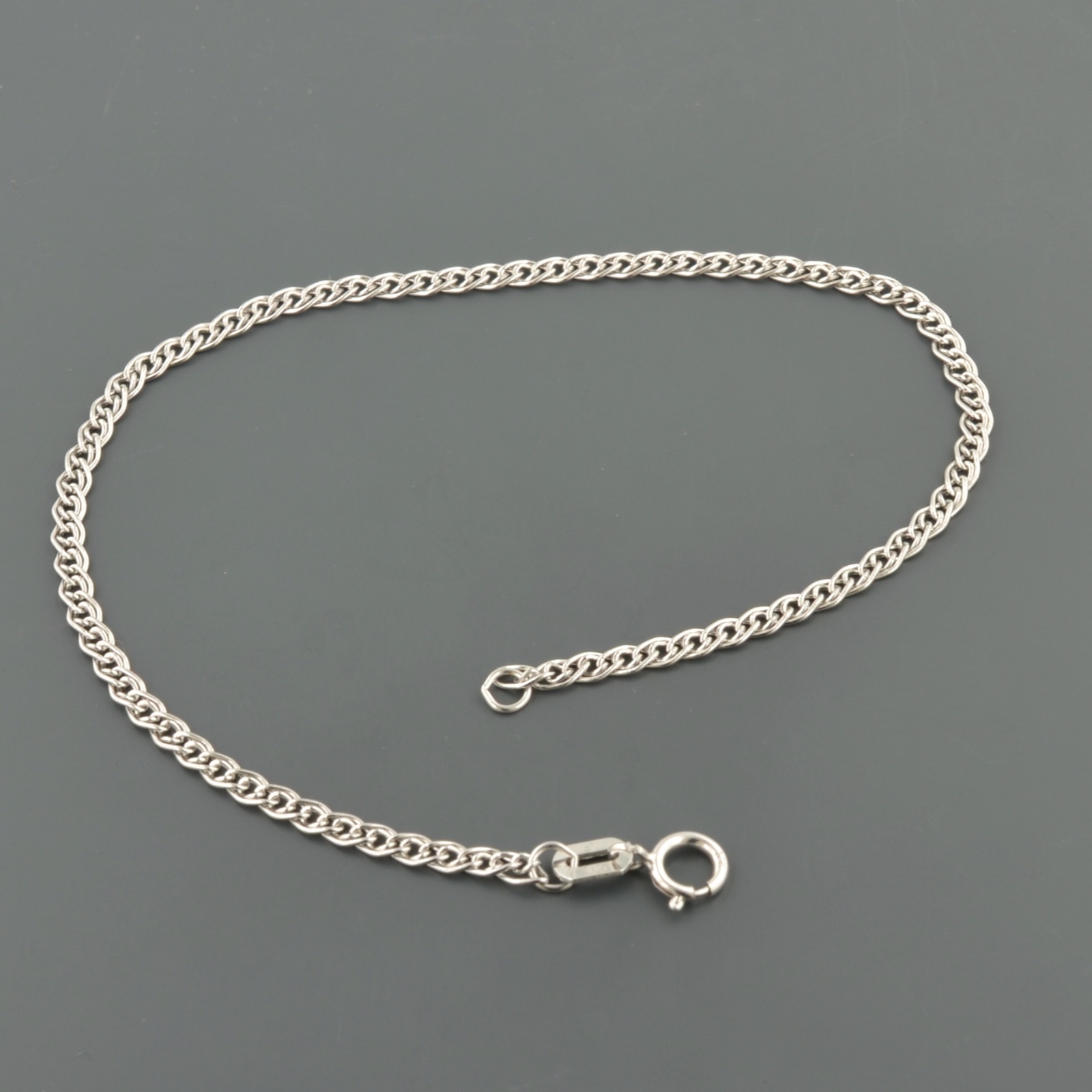 10K WHITE GOLD 2.4MM DOUBLE CURB LINK 7 INCH BRACELET FREE SHIPPING