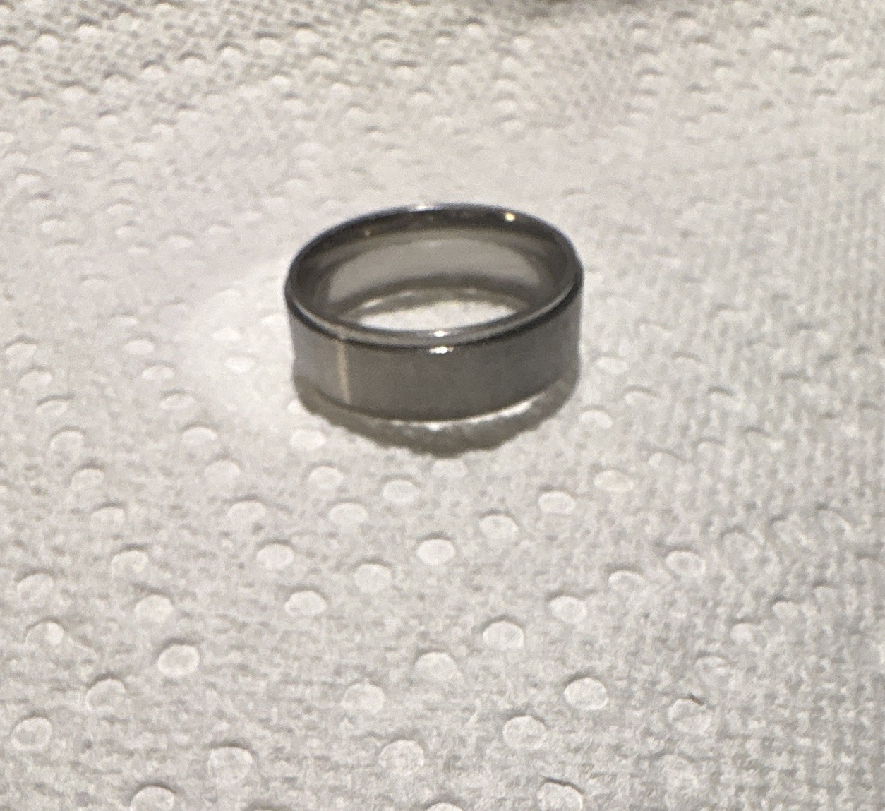 Silver-Tone Metal Plain Band Ring, Round Shape, Stainless Steel, Size 13