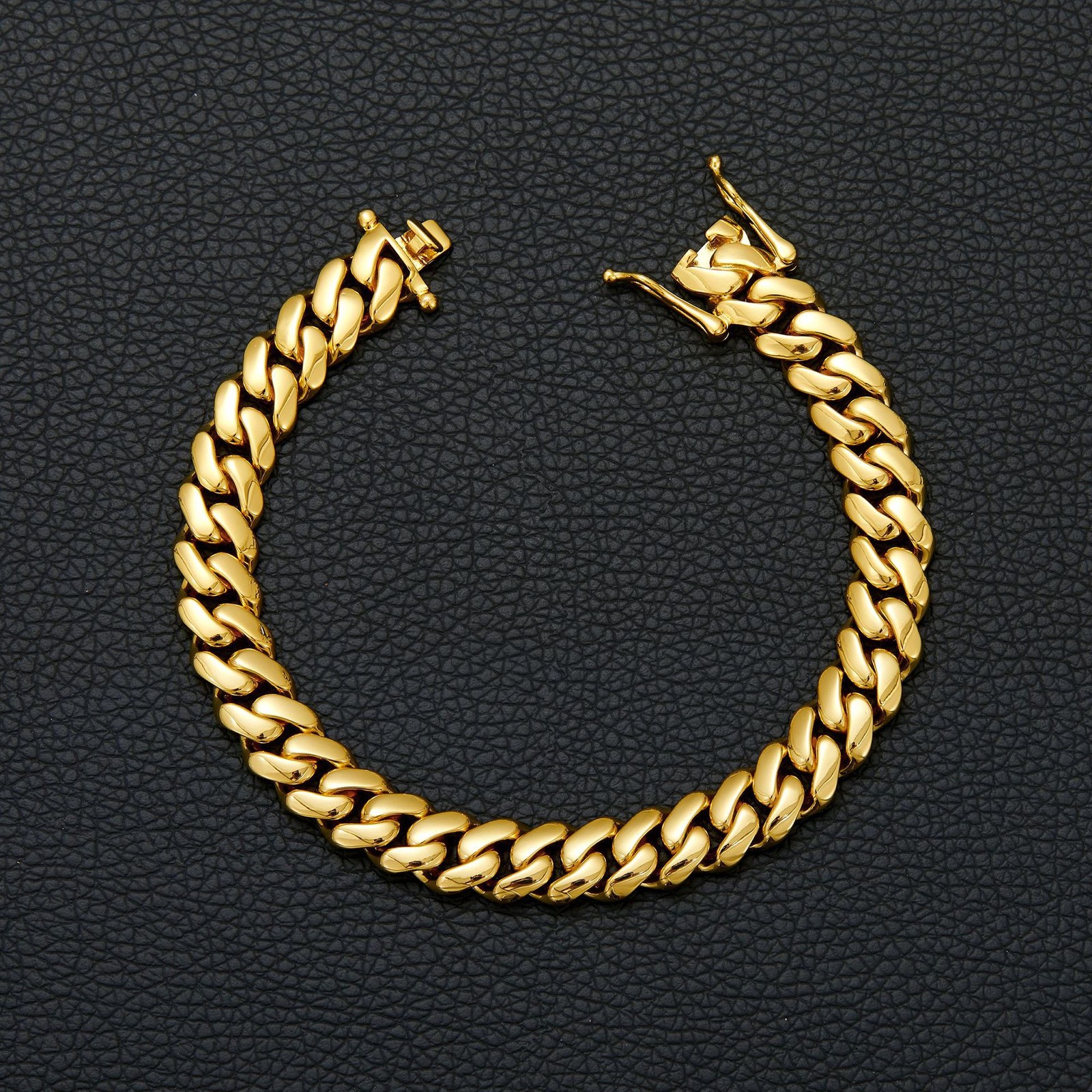 Miami Cuban Link Chain Necklace Bracelet 14K Gold Plated Stainless Steel 12-20MM