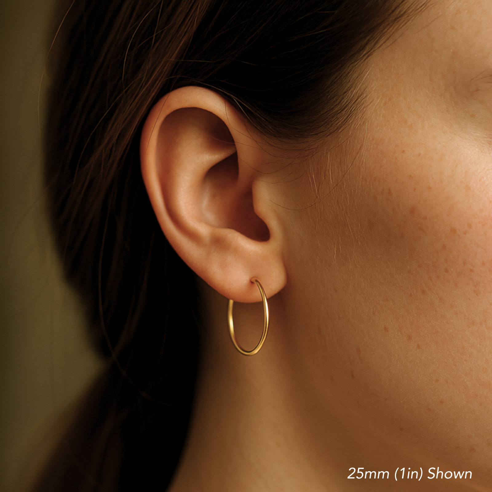14K Real Solid Yellow Gold Round Endless Hoop Earrings 1mm Tube Hoops Ear Rings