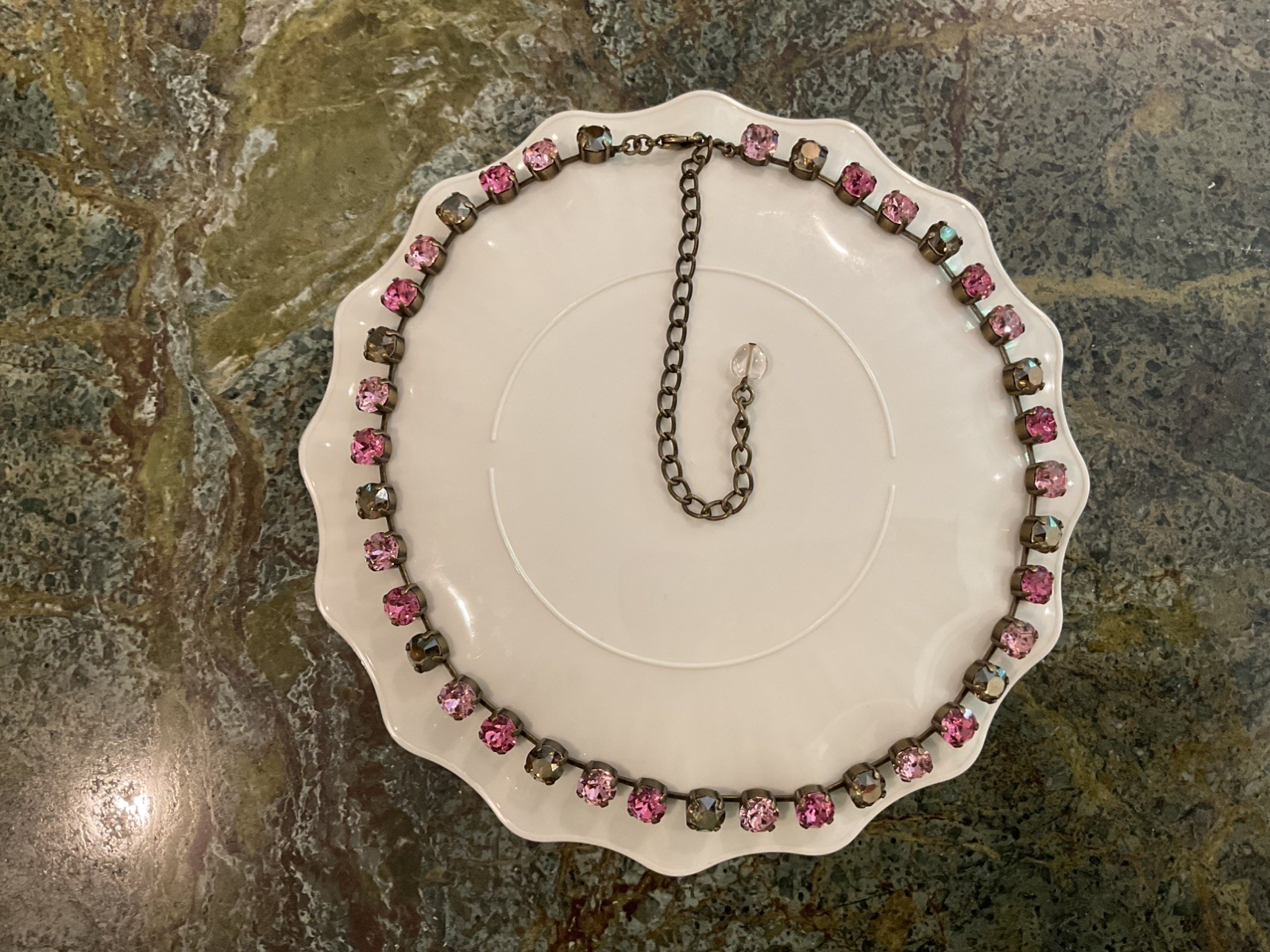 NOT (SABIKA) Brown and Pink Colored (CRYSTAL) NECKLACE