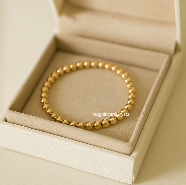 Vintage Dainty 5mm Gold Filled Beaded Layering Bracelet Stretchy Jewelry Gifts