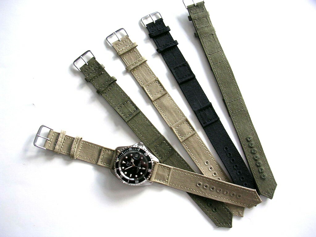 WWII Canvas 1pc NATO ® RAF Military Army drab XL watch band strap IW SUISSE USA