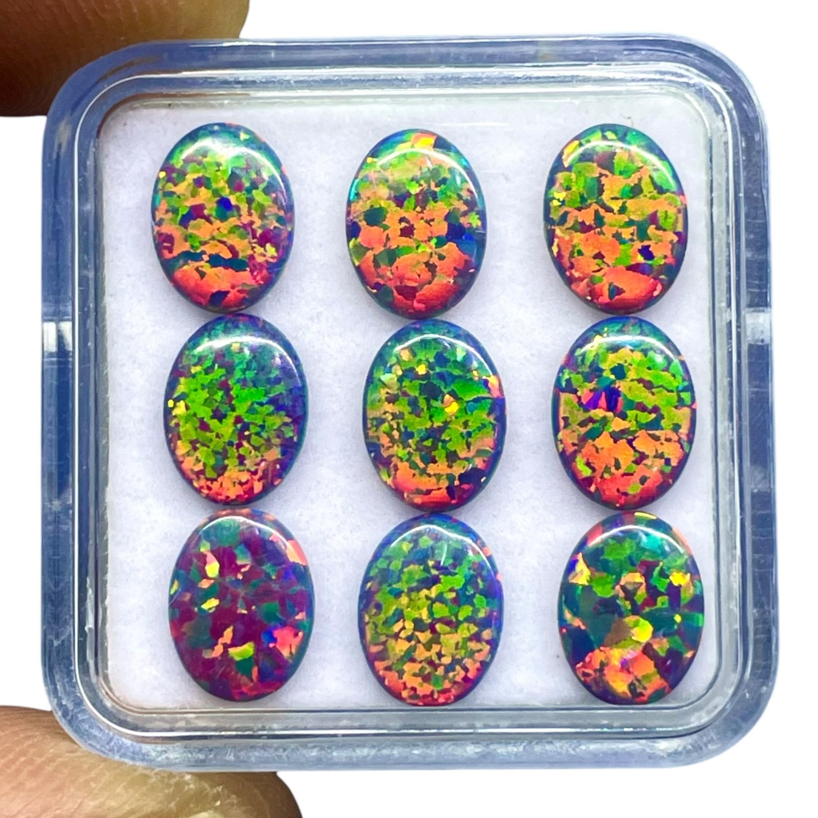 5 Pcs Australian Black Opal 8x6mm Oval Cabochon AAA Lab Created Gemstones Lot
