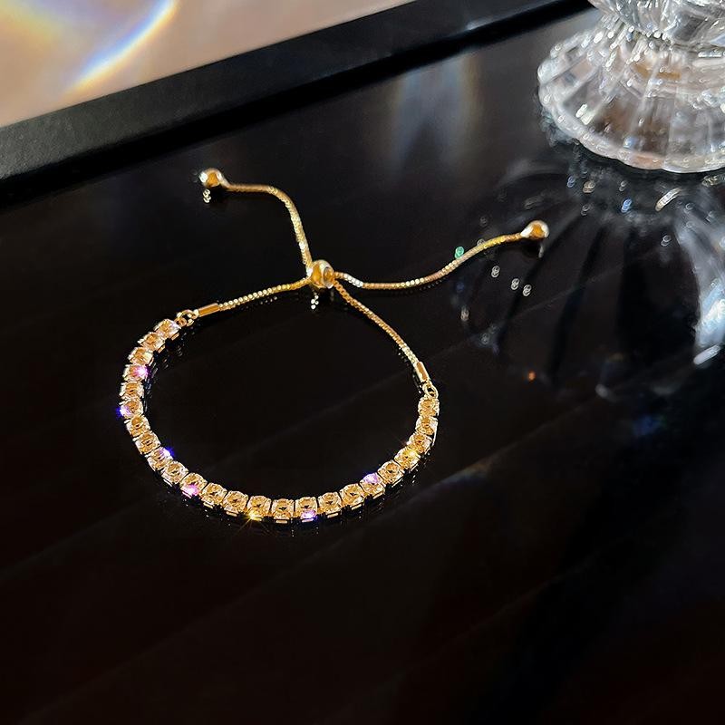 Full Zircon Pull Chain Bracelet, Adjustable Jewelry, Perfect for Parties & Gifts
