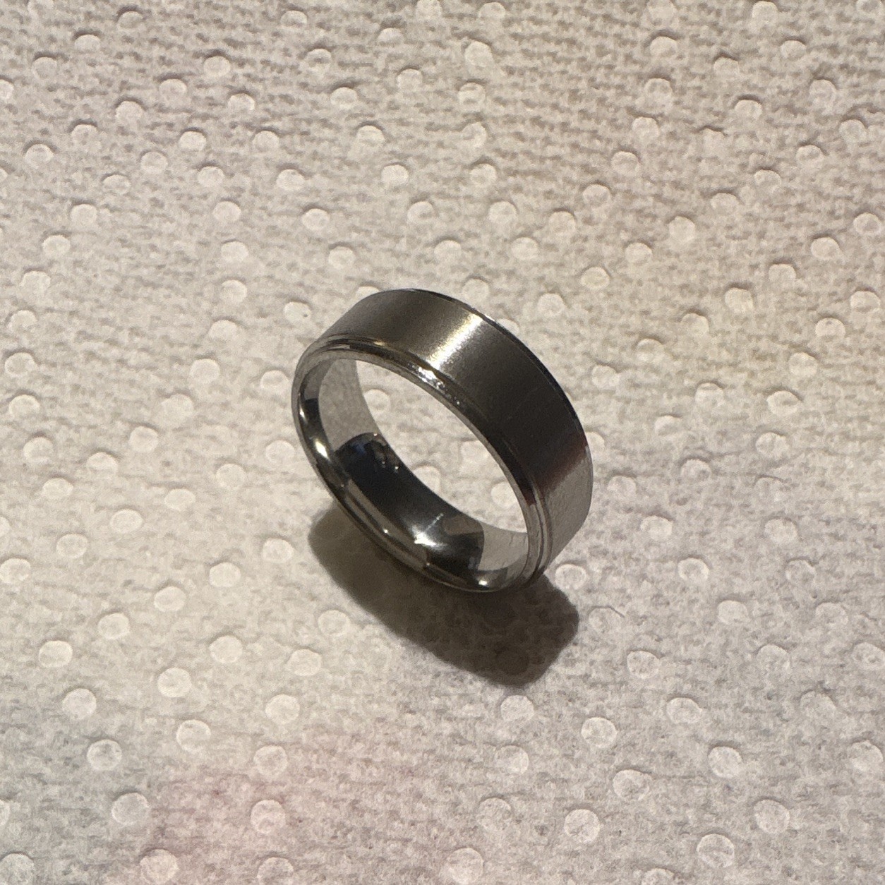 Silver-Tone Metal Plain Band Ring, Round Shape, Stainless Steel, Size 13