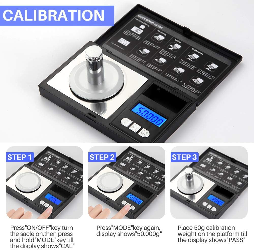 Milligram Scale 50G/0.001G Digital Jewelry Scale Micro Gram Scale for Powder