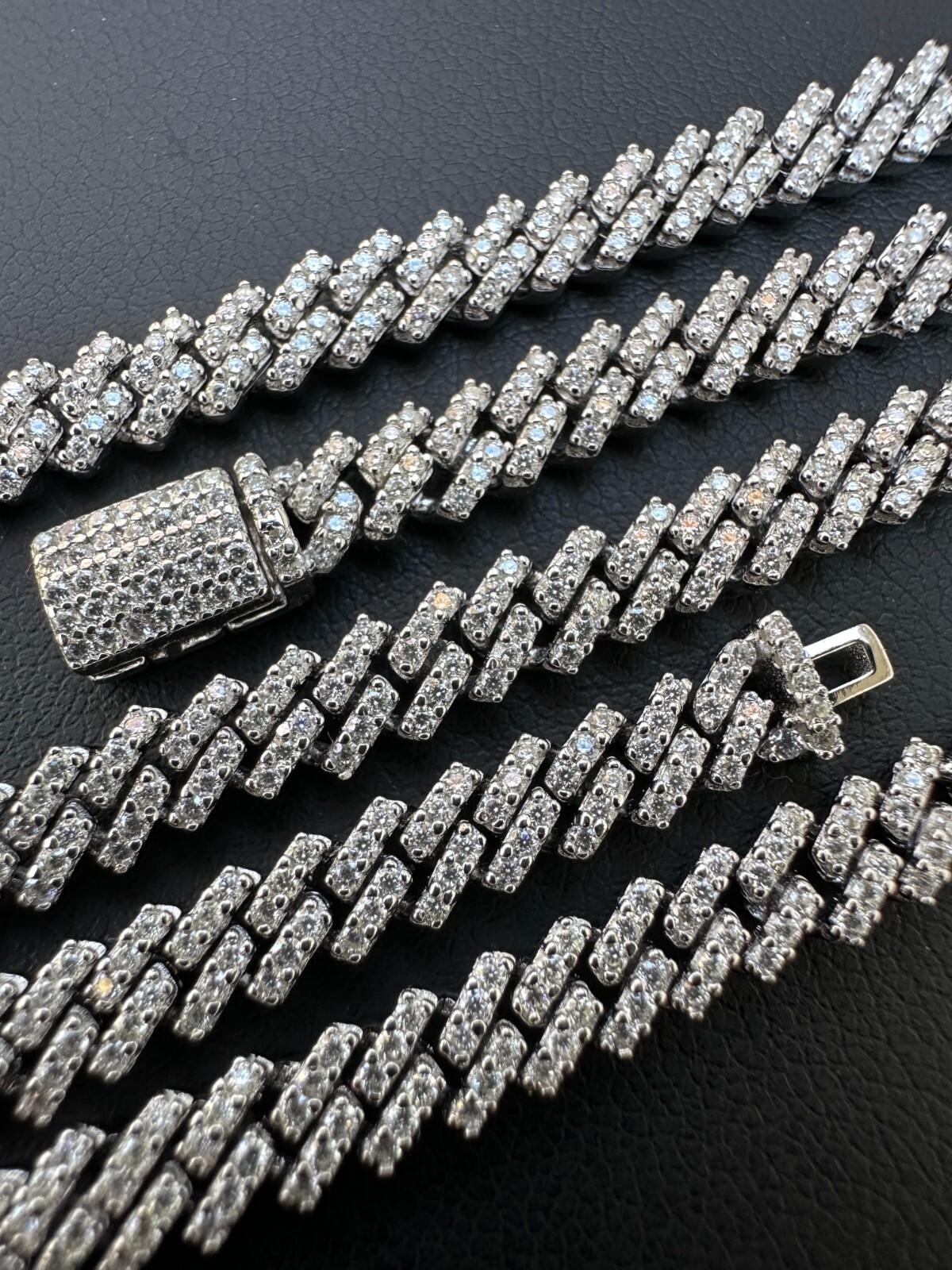 MOISSANITE Real 5mm Micro Miami Cuban Link Prong Chain Iced 925 Silver Necklace