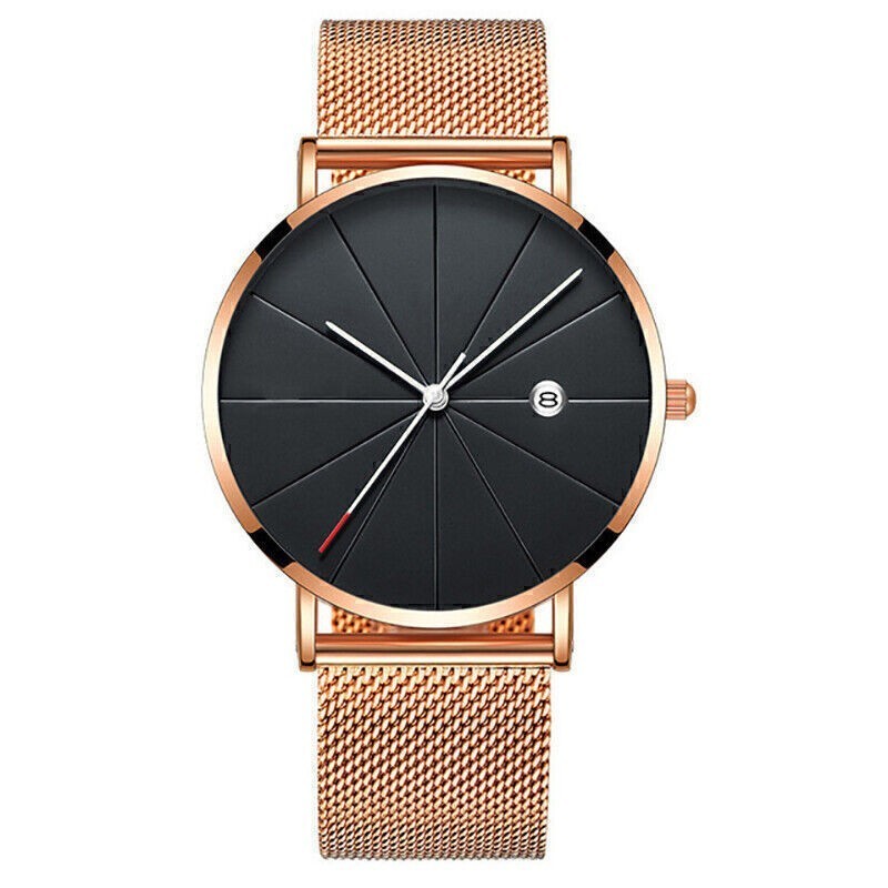 Men’s Casual Ultra Thin Quartz Analog Wrist Watch with Stainless Steel Mesh Band