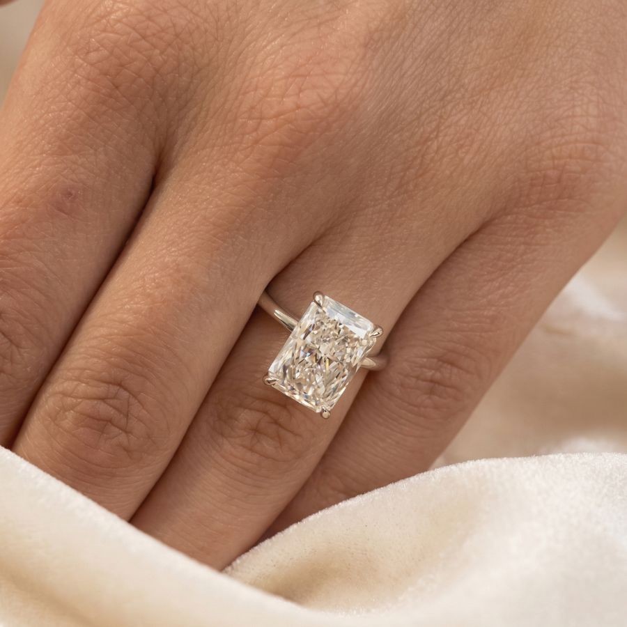 3.00Ct Radiant-Cut VS1 Lab Grown Diamond Wedding Engagement Ring 14k White Gold