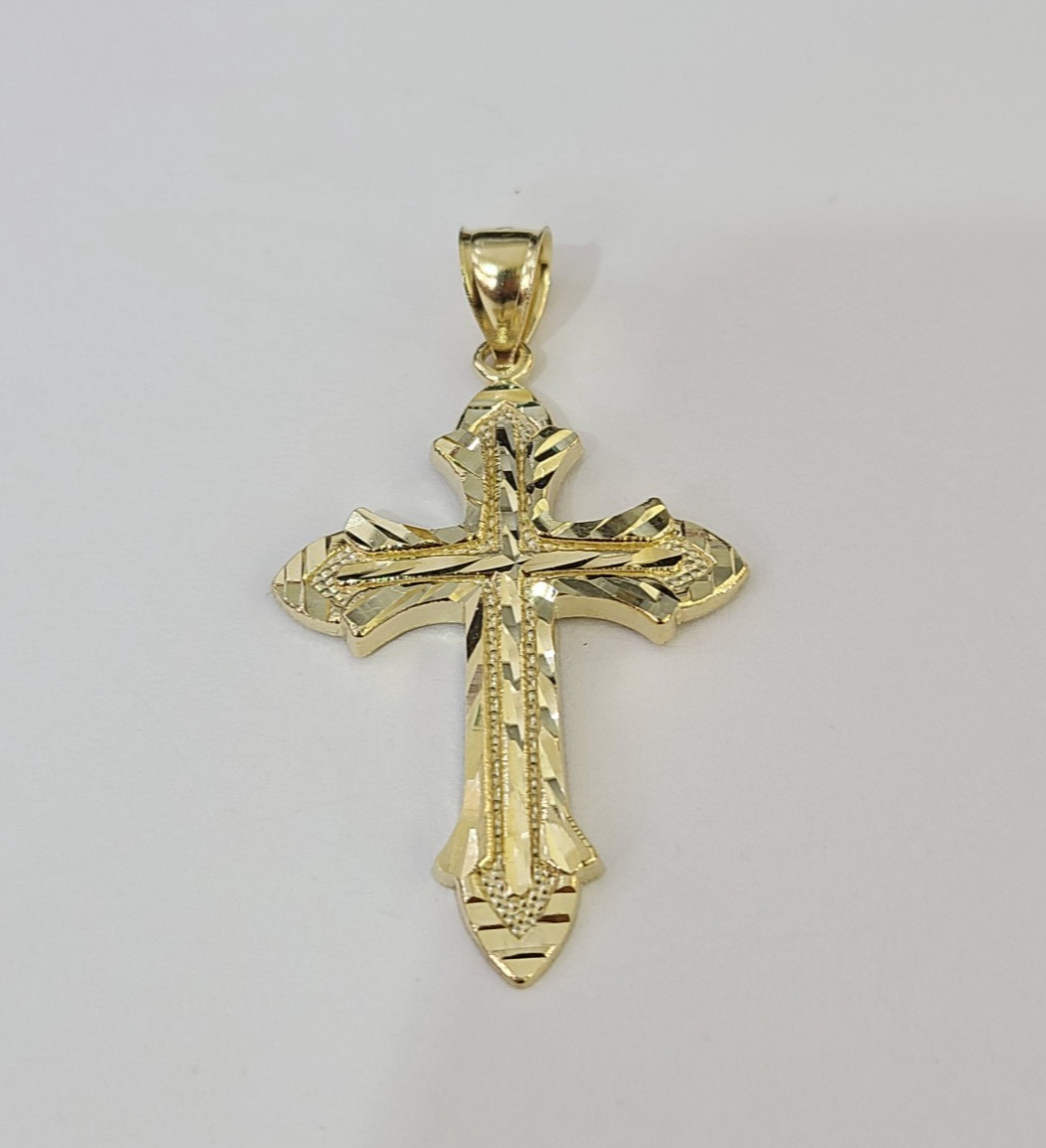 Real 10K Jesus Cross Pendant Yellow Gold Charm Genuine 10kt