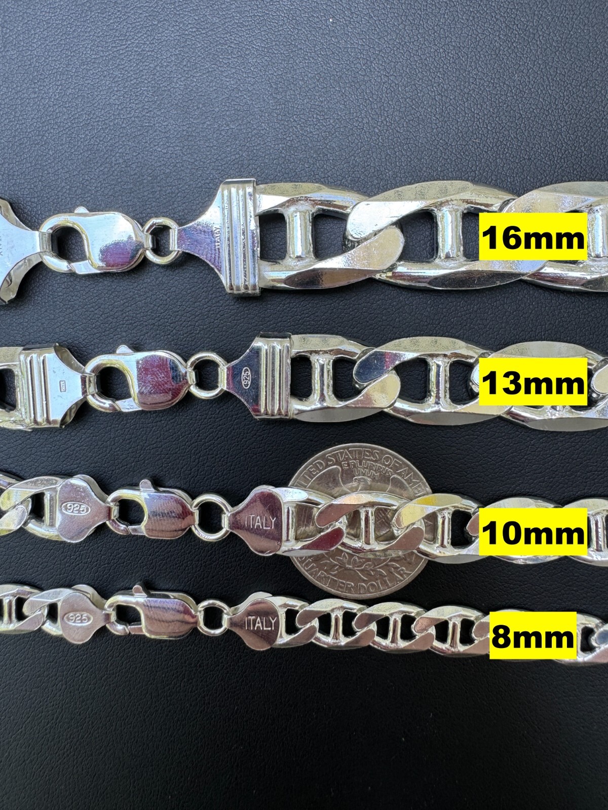 Real Solid 925 Sterling Silver Mariner Link Bracelet ITALY 2.5-16mm ITALY MADE