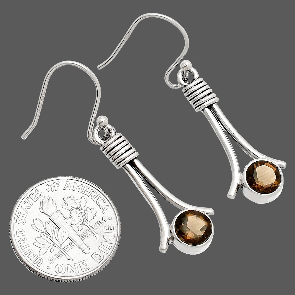 Natural Smoky Quartz – Brazil 925 Sterling Silver Earrings Jewelry E-1046