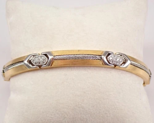 3Ct Round Cut Vintage Philippe Charriol Charm Bracelet 14K Yellow Gold Plated