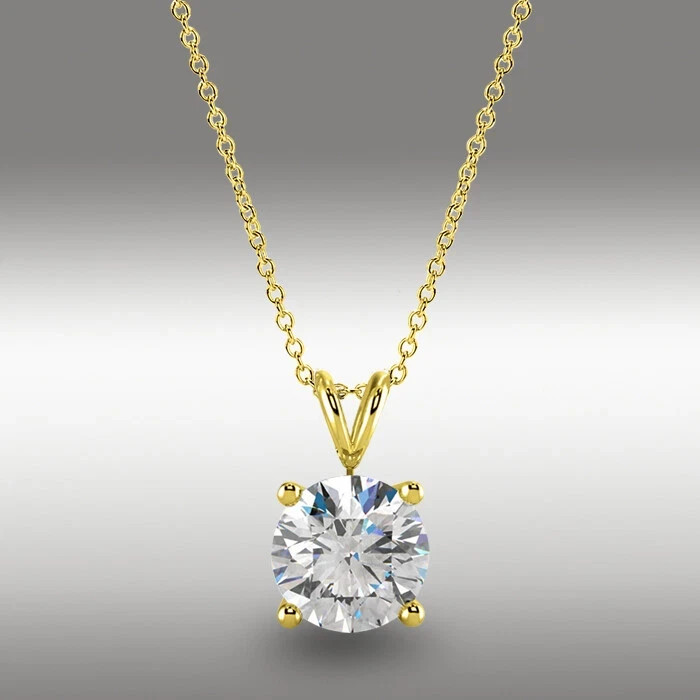 1.5 Ct Round Cut Moissanite Pendant 14k Yellow Gold Plated Necklace Gift