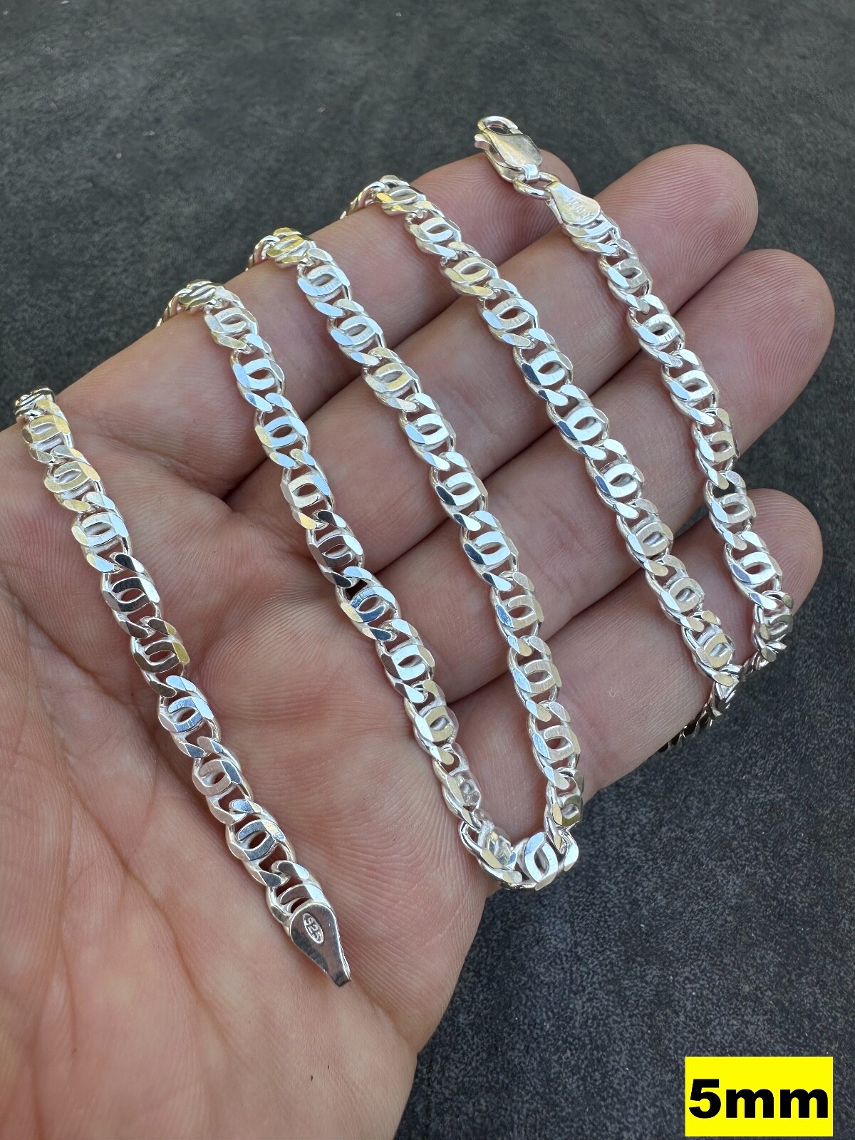 Real Tiger Eye Link Chain Necklace Or Bracelet Solid 925 Sterling Silver ITALY