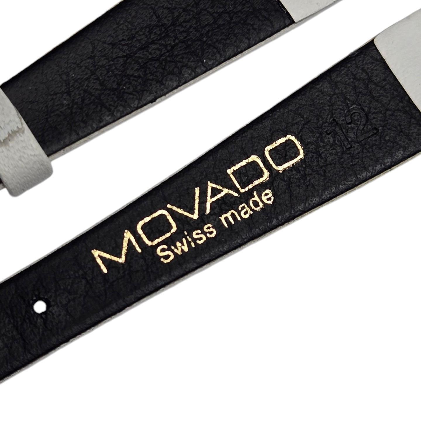 NOS Vintage Original Movado Museum White Leather 12mm Watch Band Strap & Buckle