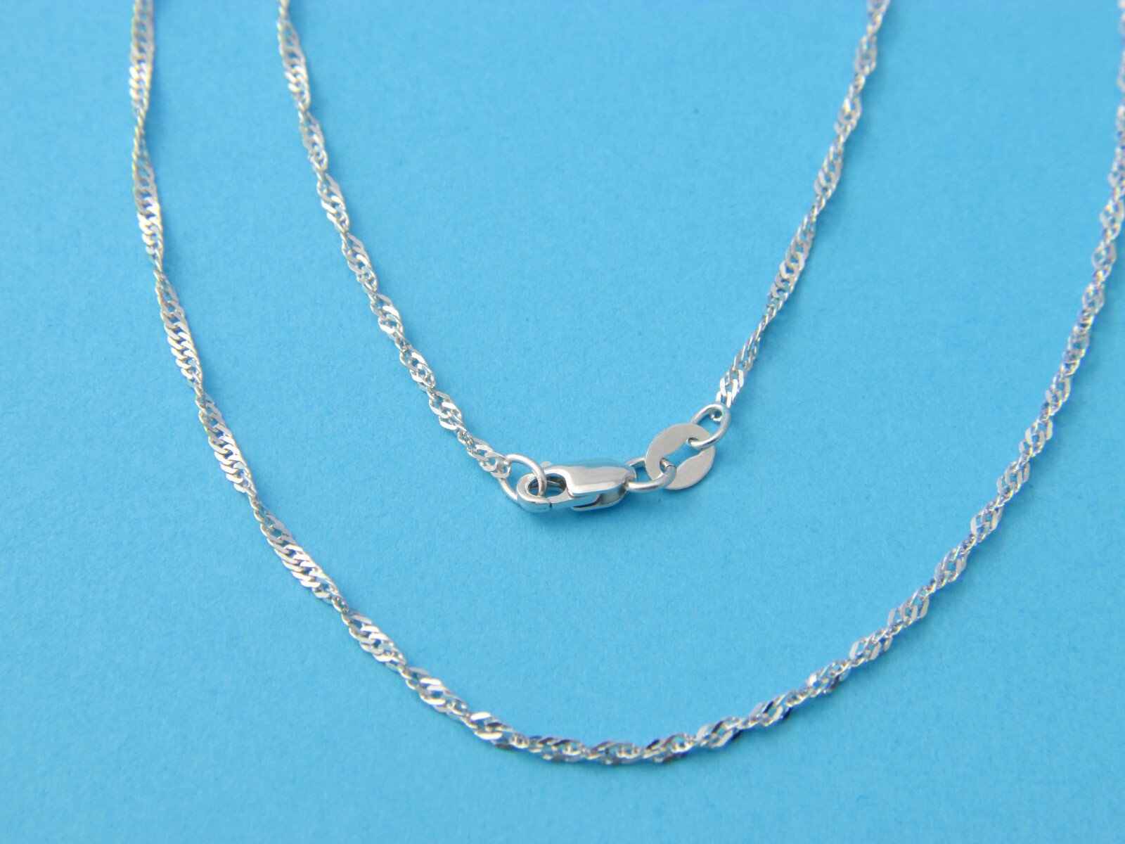 Real 14K White Gold 1.75mm Singapore Chain Solid Gold Necklace