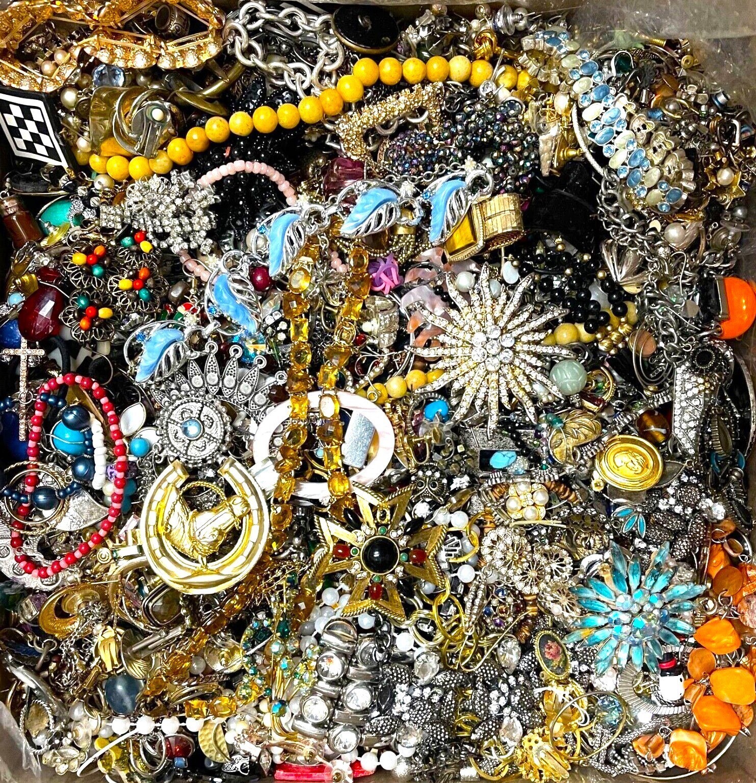 Jewelry Lot 3 Pounds Untested Huge Lot VTG to New Junk & Wear Resell Tangled In