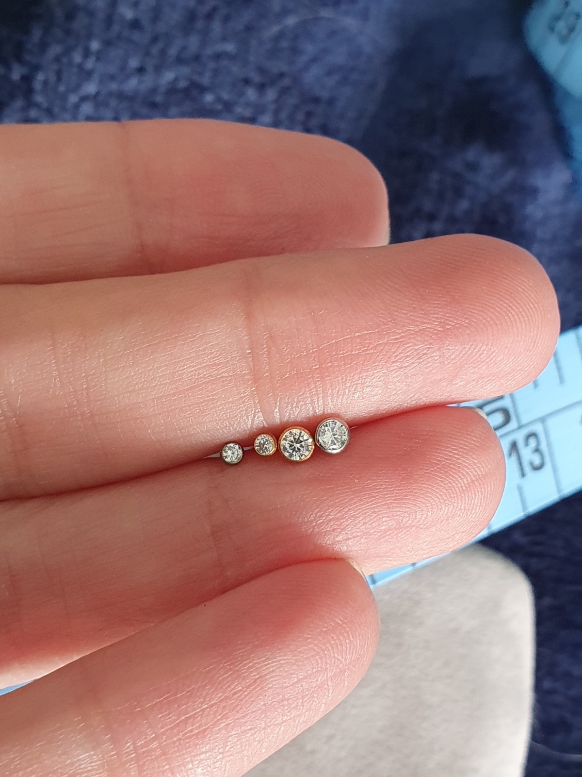 Implant Grade Titanium L-Shape Nose Ring Moissanite (2mm or 3mm) 14k Gold Plated