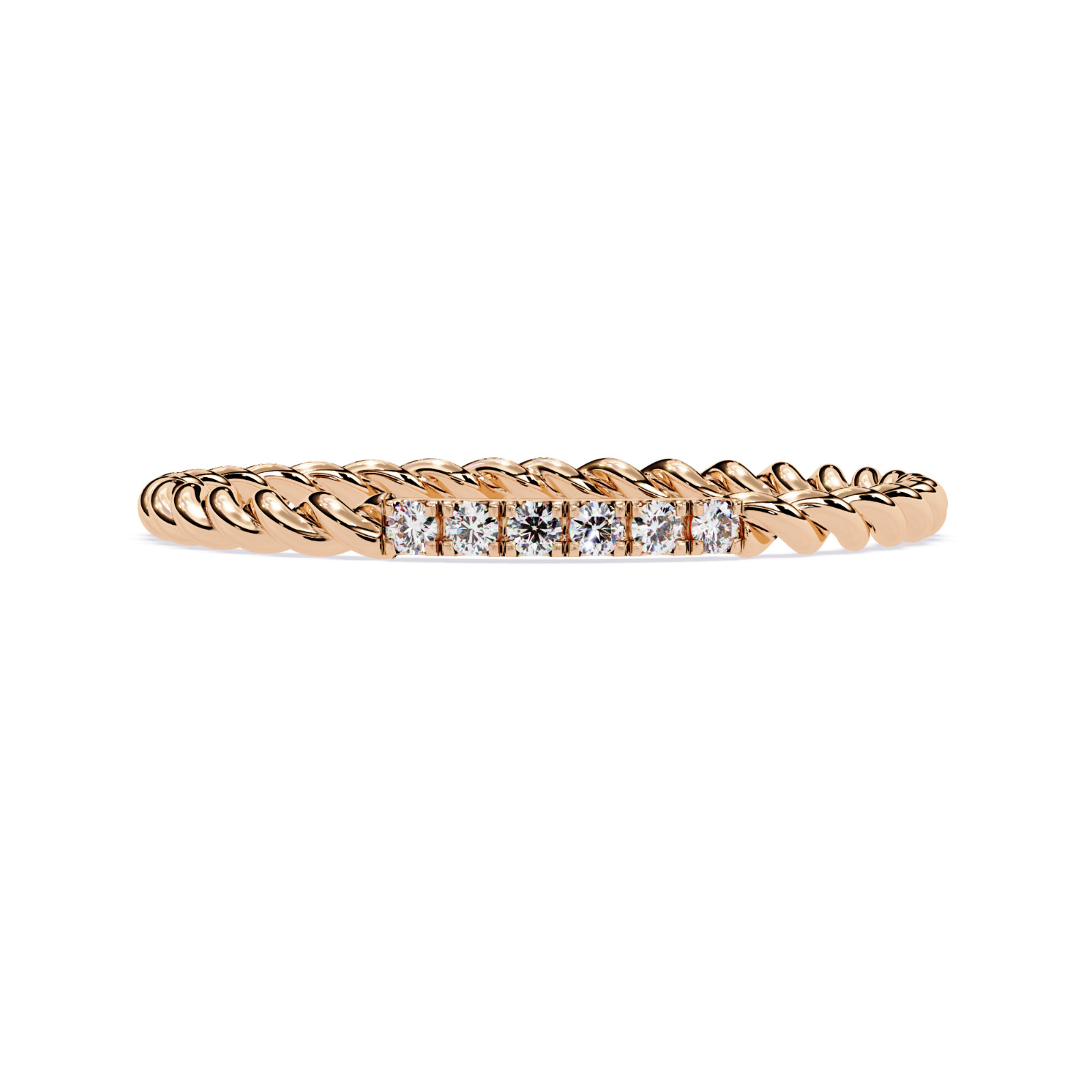 Lab Grown Diamond Twisted Rope Ring 925 Sterling Silver Dainty Stackable Band