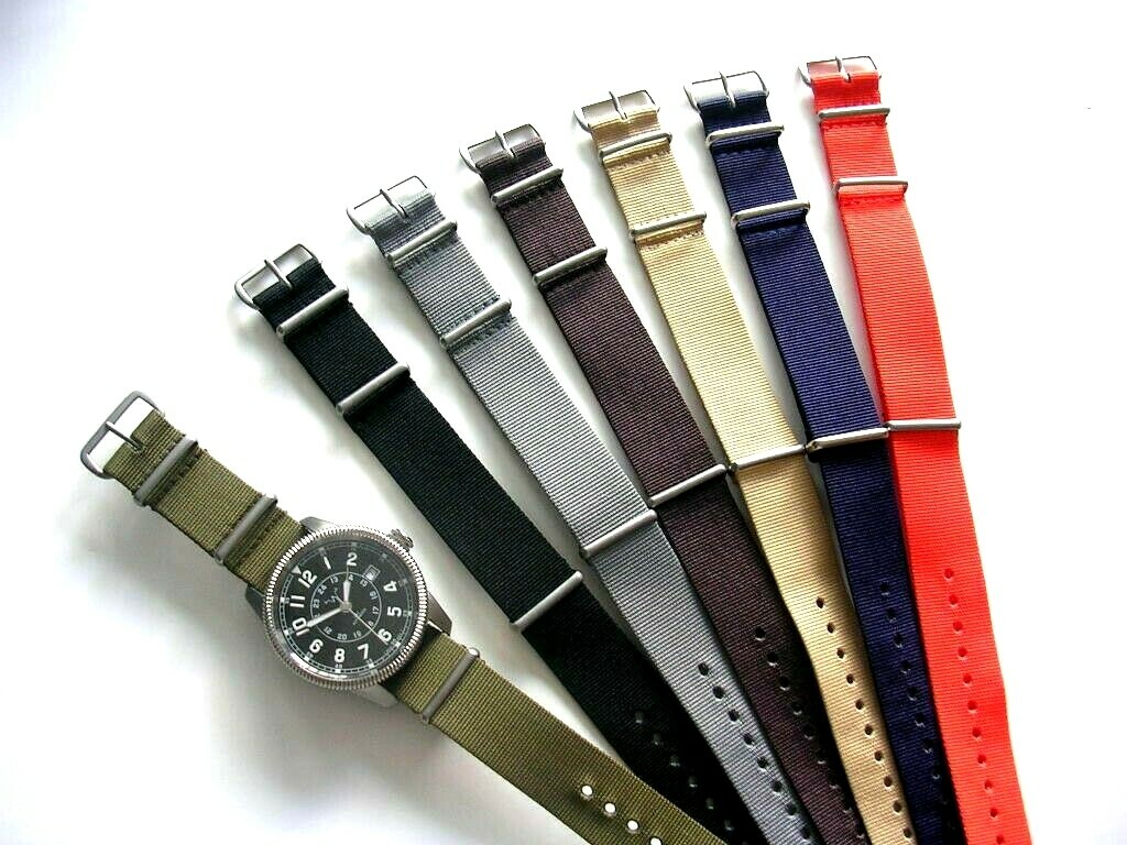 NATO G10® watchband Brown nylon RAF military army strap Bond IW SUISSE 16mm 19mm