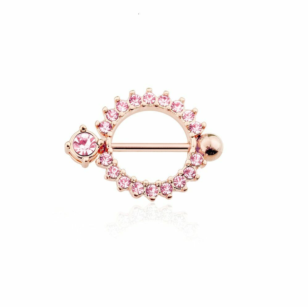 Nipple Shield Rings Paved Round Surgical Steel 14ga- Sold as a Pair