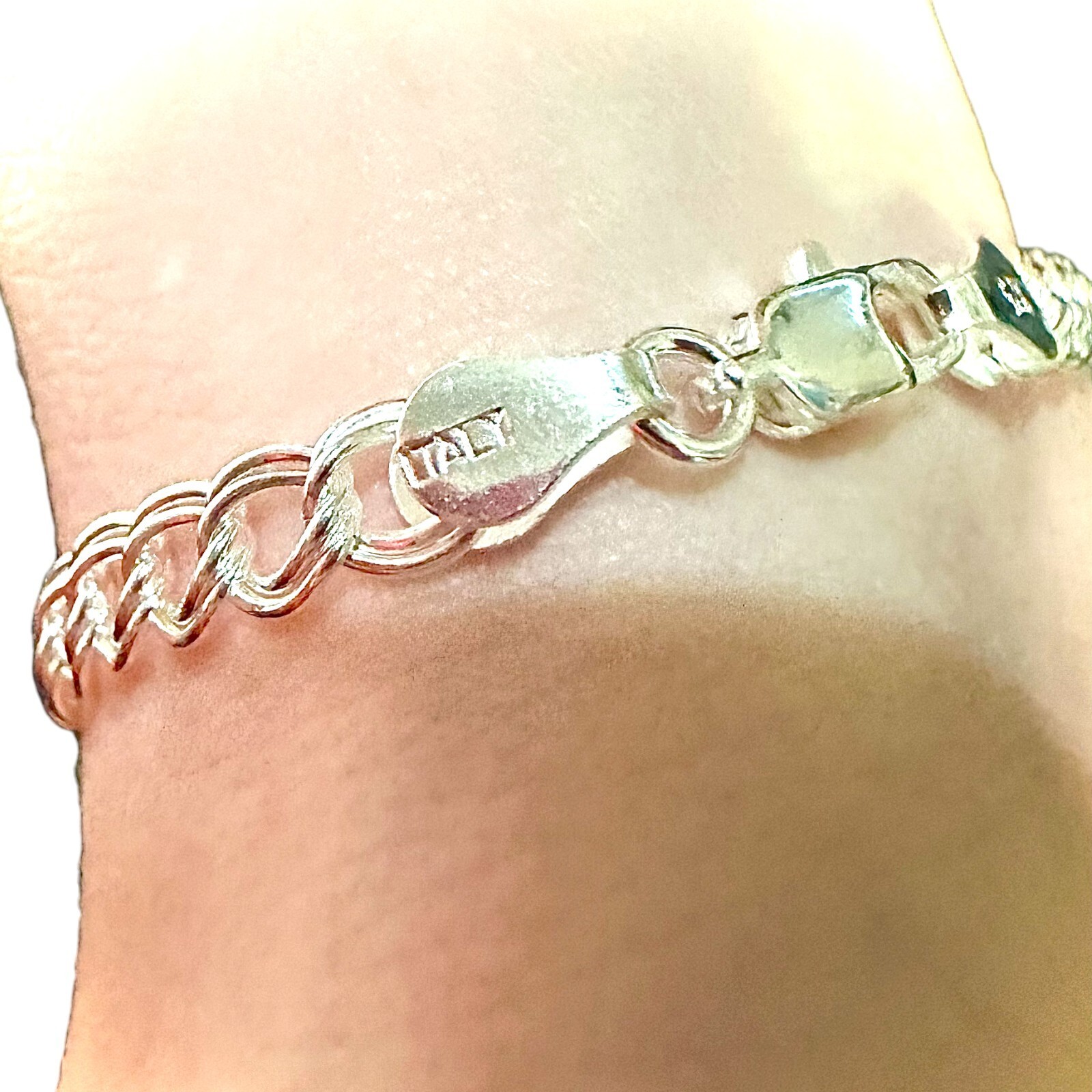 Italy 925 Sterling Silver Link Bracelet Charm Men Women 5MM Anklet for Women