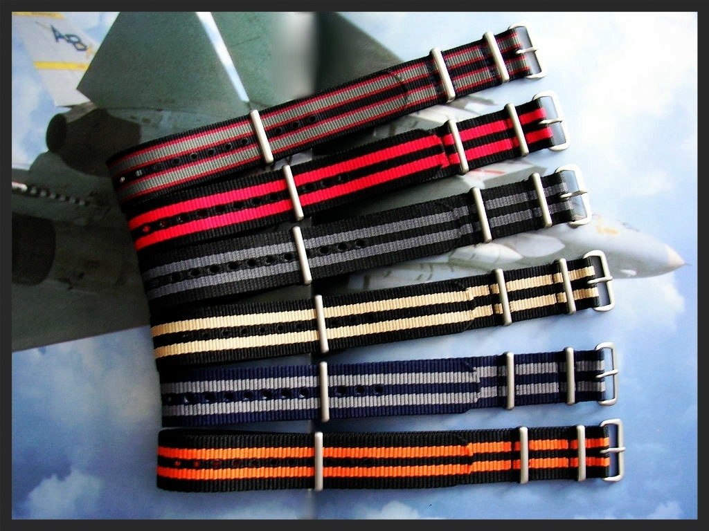NATO watch strap Black Orange G10 Ballistic Pilot RAF Bond IW SUISSE 18 20 22 24