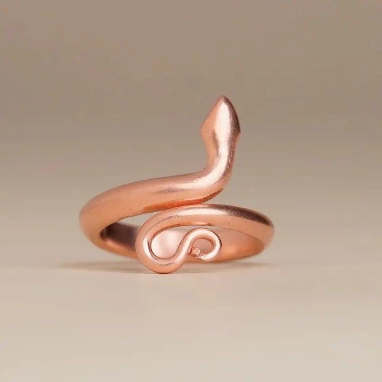 Copper Snake Ring Adjustable Spiritual Meditation Ring Unisex Handmade