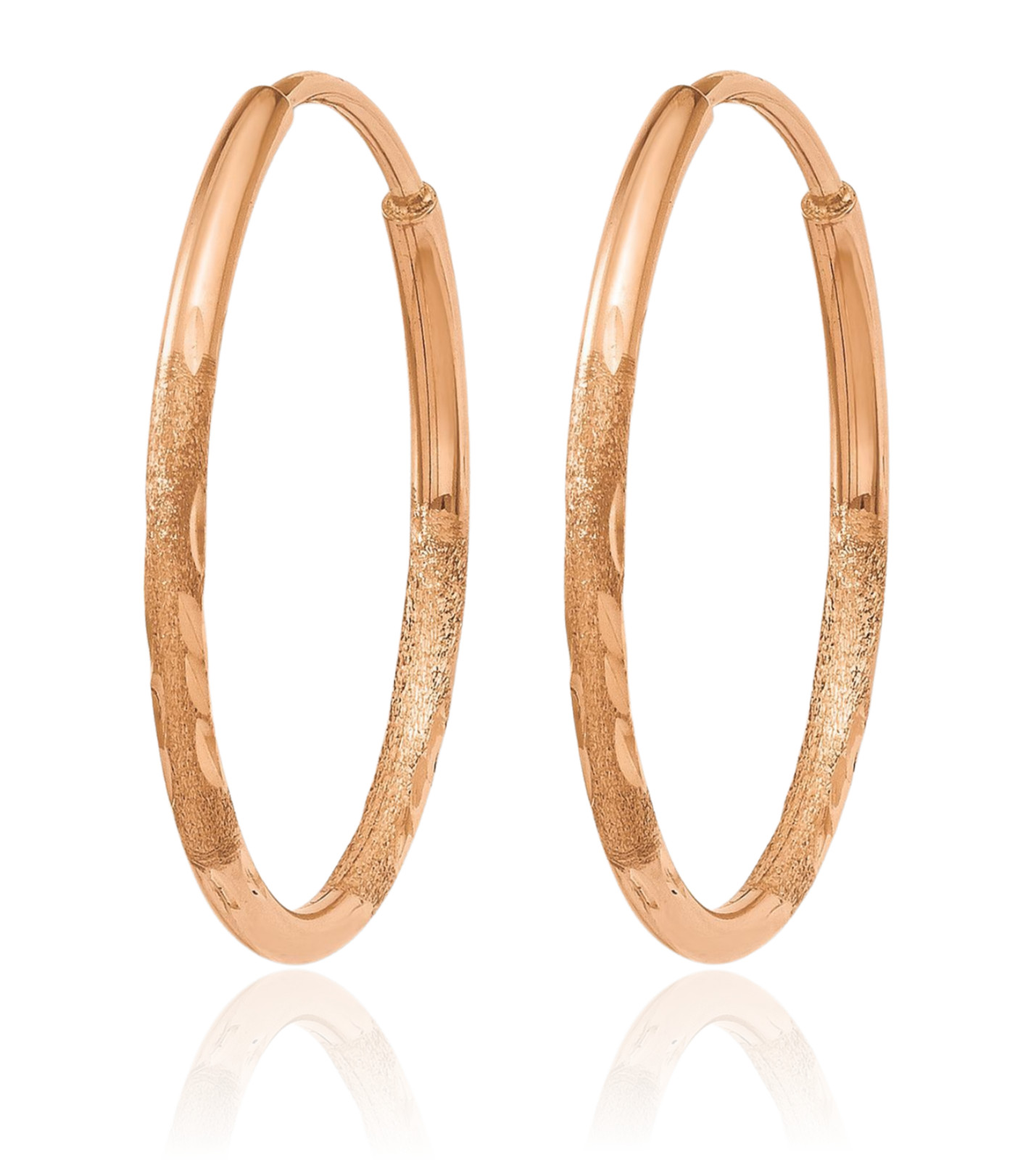 14K Solid Rose Gold Medium Round Endless Hoop Earrings 18.25mm 3/4 inch Latch