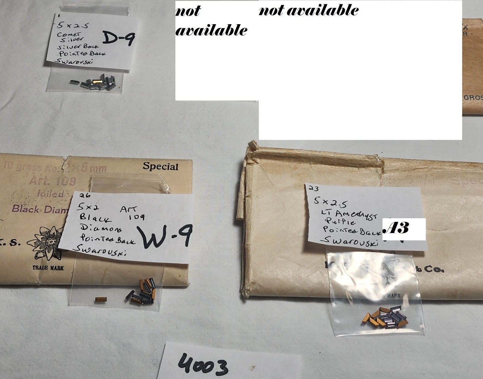 12 Vtg small Baguette Swarovski Rhinestone PB 5x2mm 5×2.5mm Jewelry Craft Repair