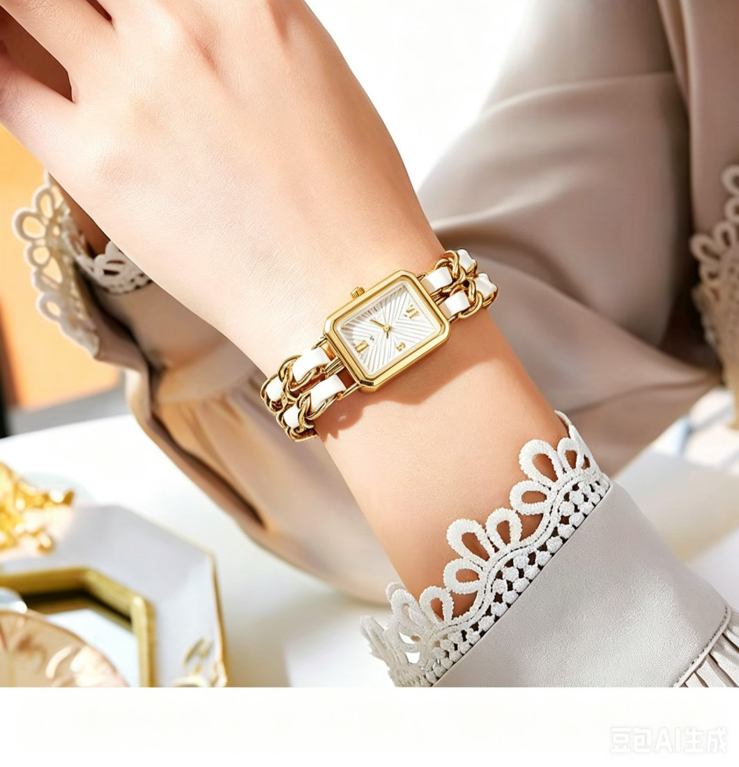 Women Vintage Square Quartz Watch Leather Chain Strap Dress Wrist Watch Fashion