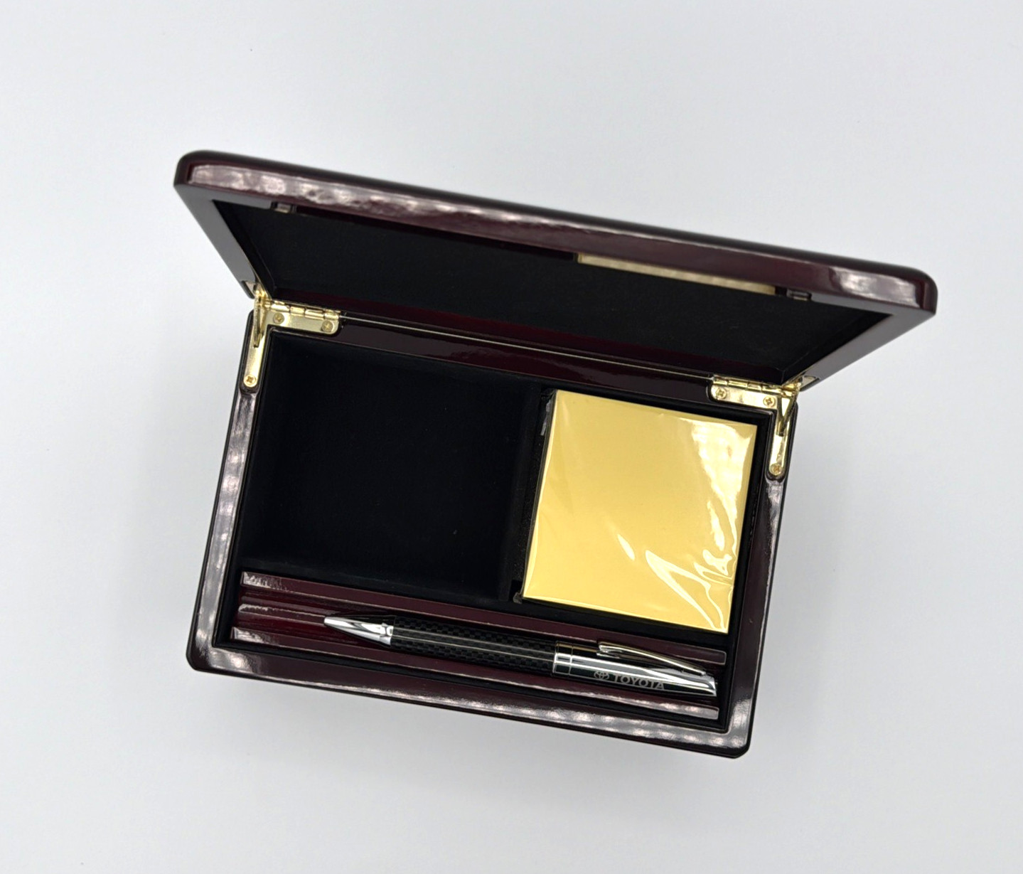 Toyota Rosewood Valet Desk Box Carbon Fiber Pen Sticky Notes Piano Finish