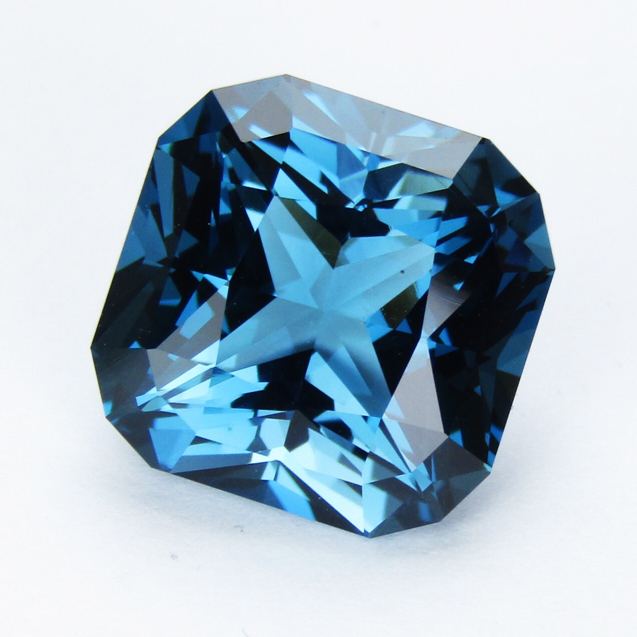 10.49Ct Striking Natural London Blue Topaz 12.3mm Cushion Precision Cut Gemstone