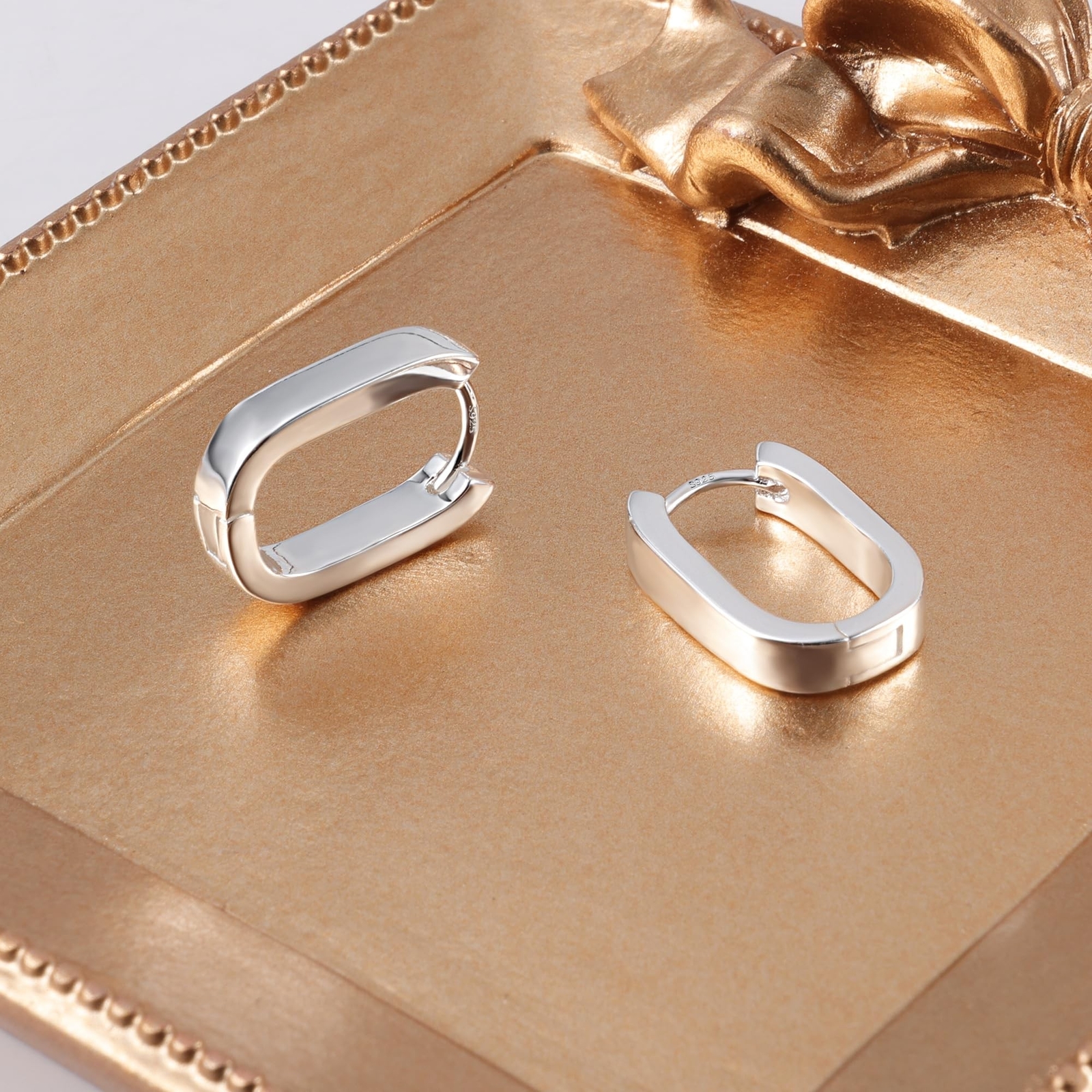 925 Sterling Silver Earrings Small Chunky Sliver Hoop Earrings for Women Tren…
