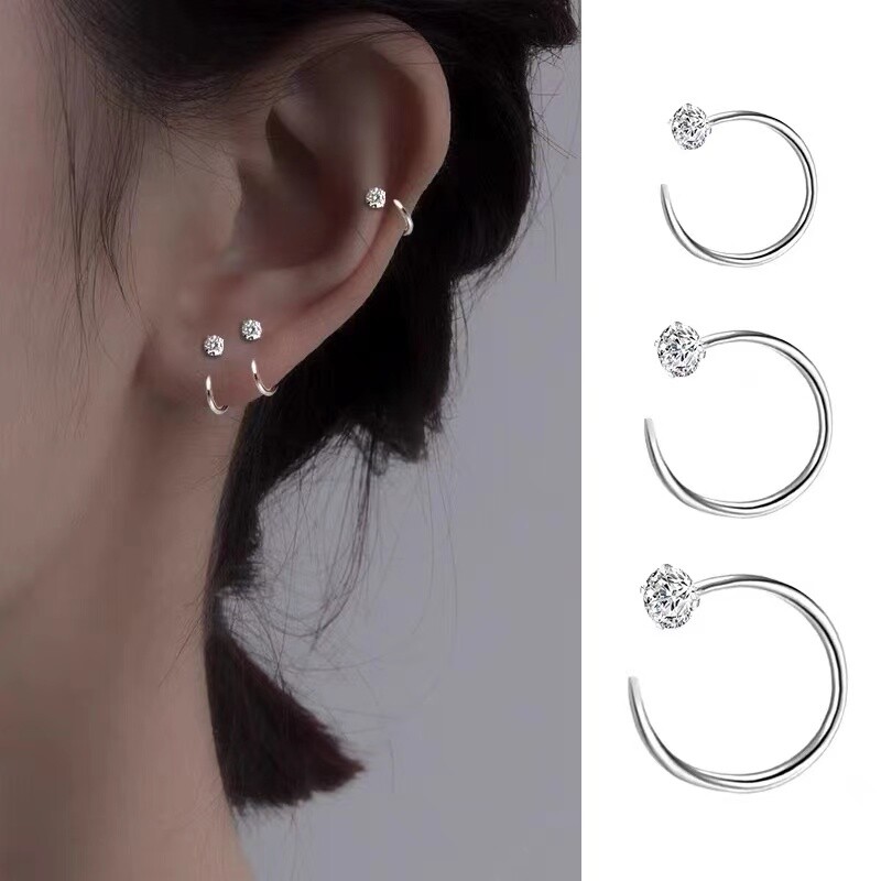 Womens Surgical Steel Sleeper Tiny Round Huggie Hoop Earrings Fashion Jewelry