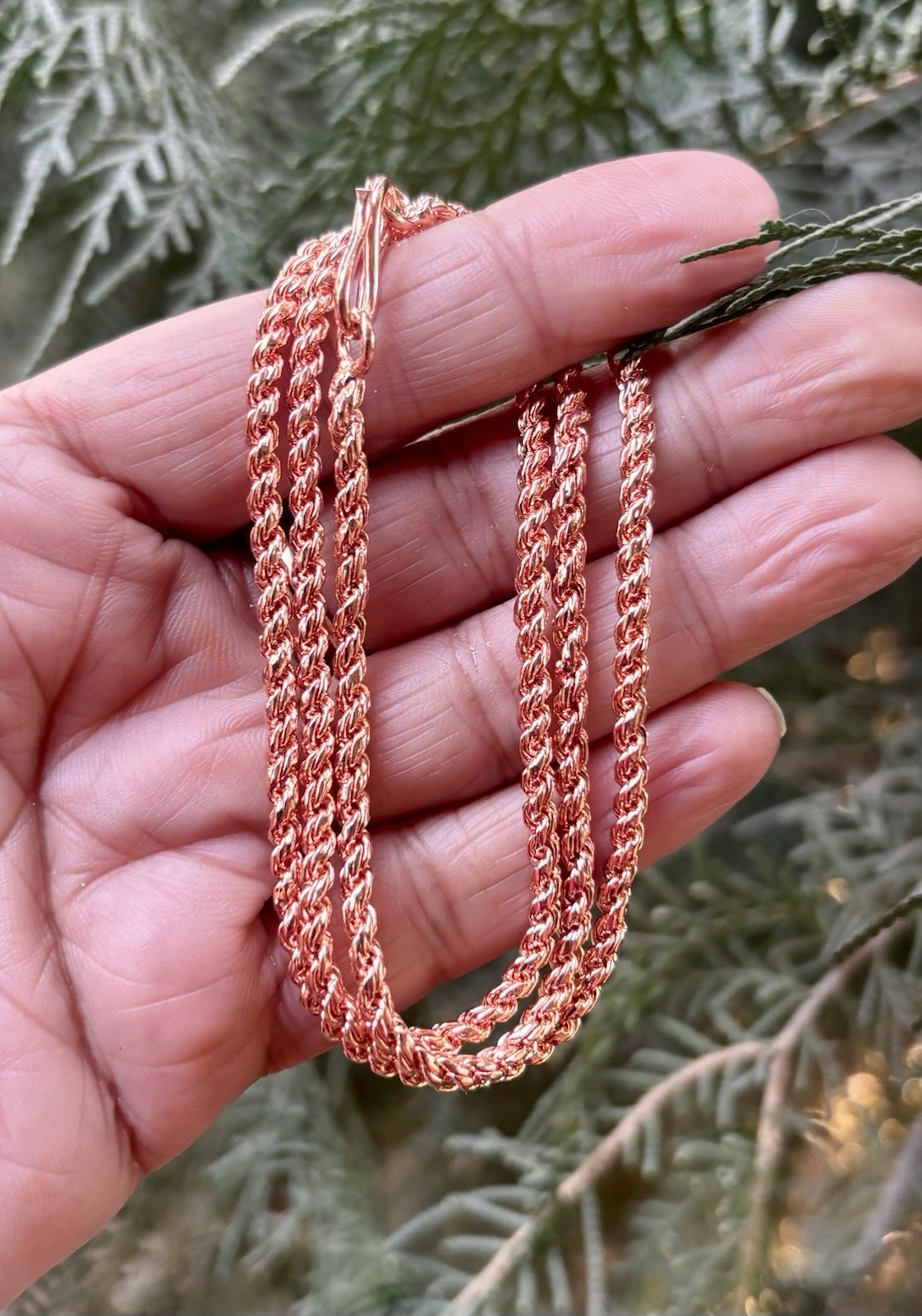 24 inch Pure Copper Thick Rope Chain Necklace, Healing Copper Jewelry, Spiritual