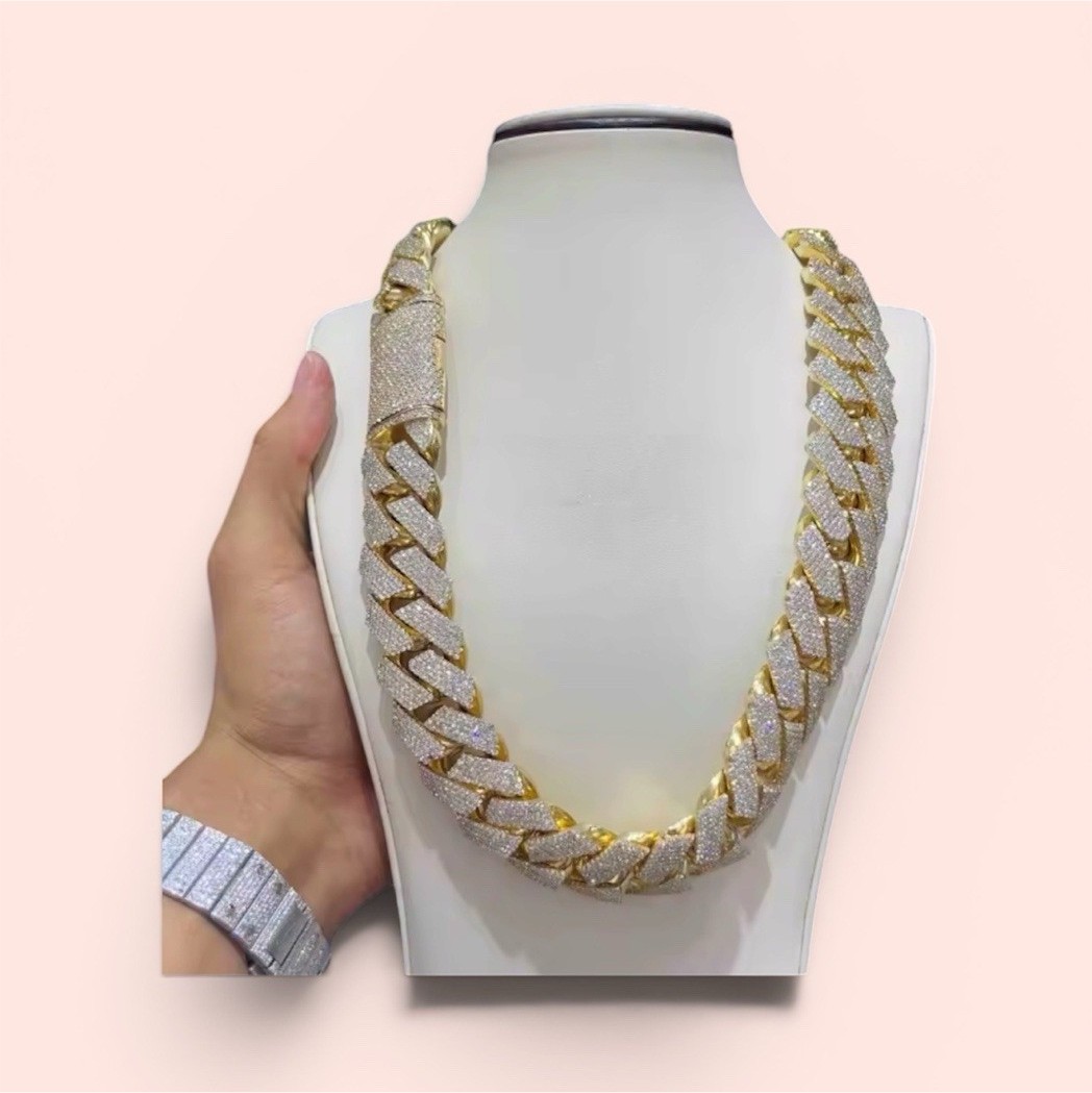15mm Hip Hop Cubic Zircon CZ Iced Out Bubbles Cuban Link Chain Necklace For Men’