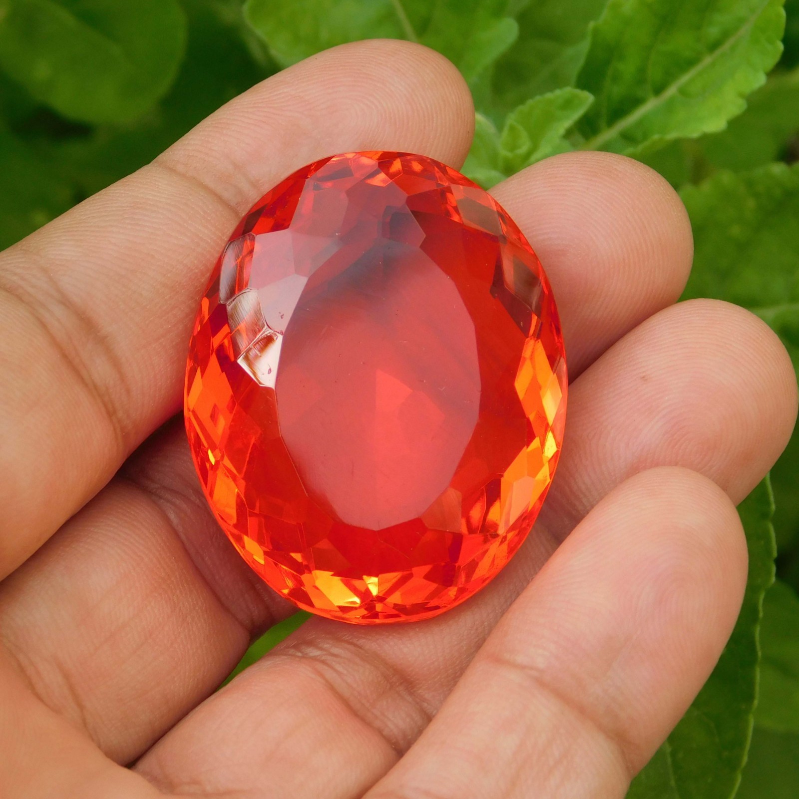 131.95Ct. Huge Natural Oval Cut Mexican Orange Fire Opal Loose Gemstone