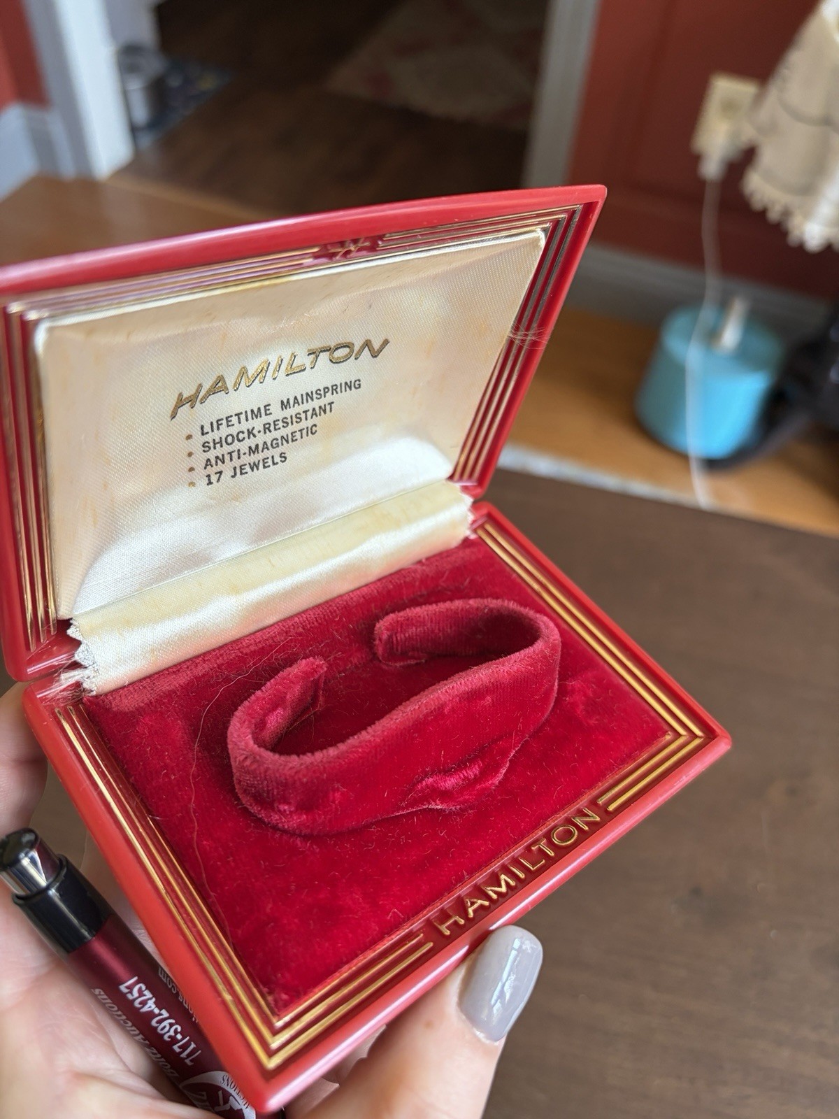 Vintage Women’s Hamilton Automatic Watch Velvet Red Case Only!